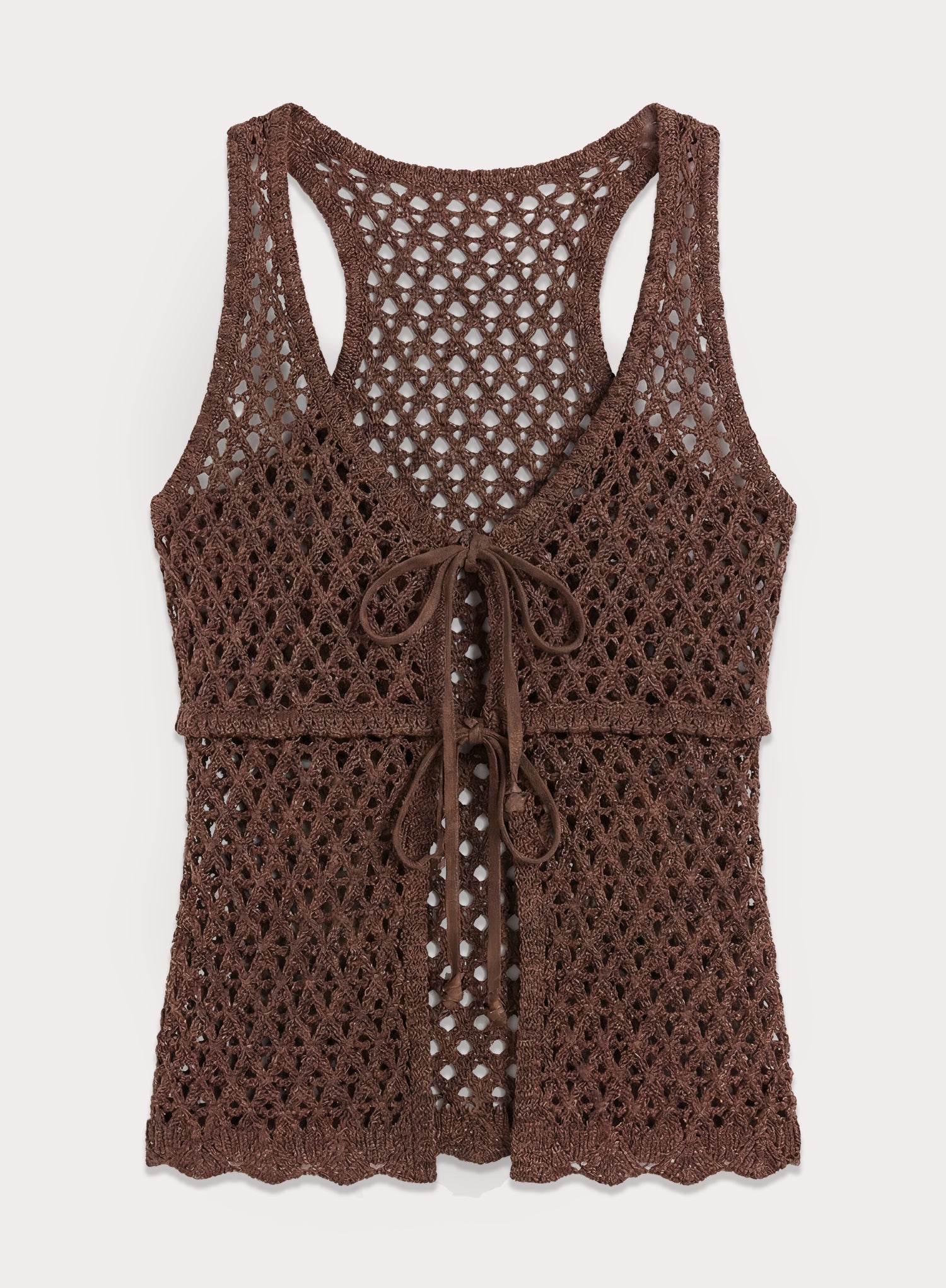 Chocolate Tie Front Crochet Top